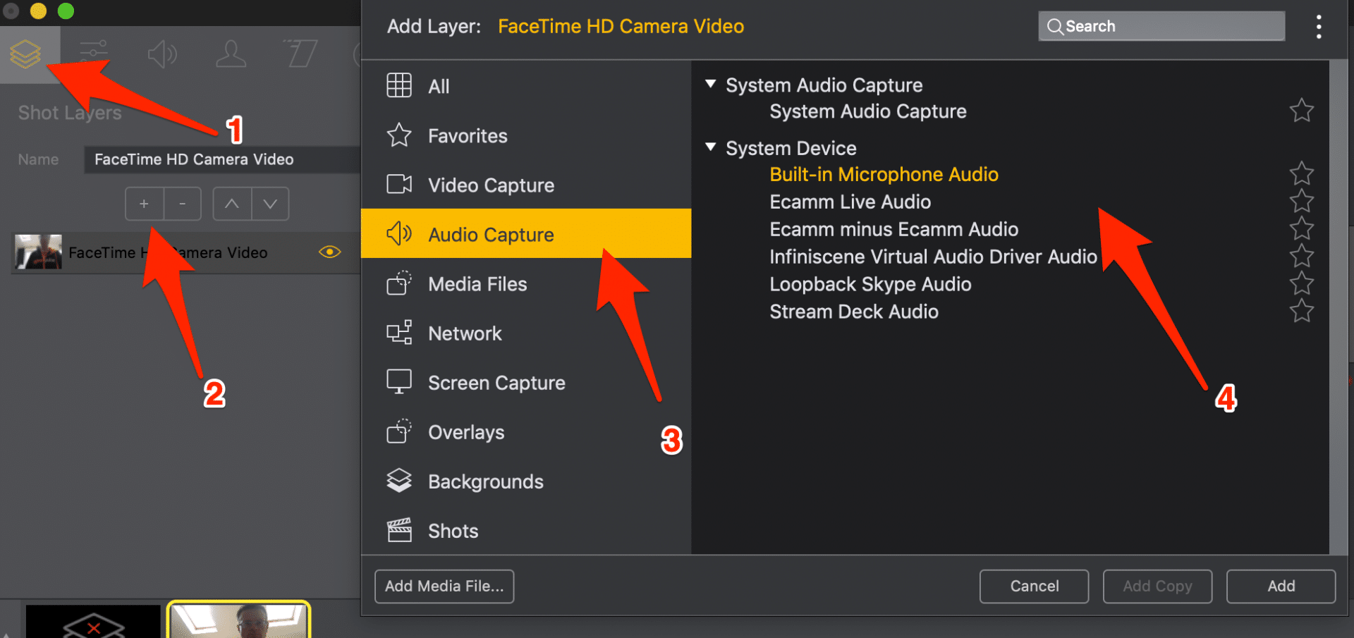 How to add a microphone in Wirecast