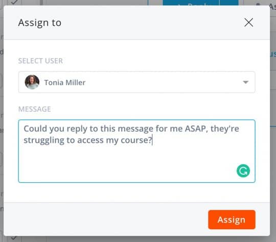 Assign a message to a team member.