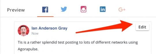 Editing posts for each network in the preview using Agorapulse