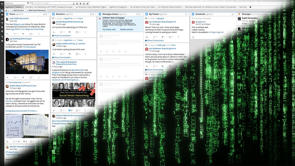 Hootsuite's streams can look a bit like viewing the Matrix