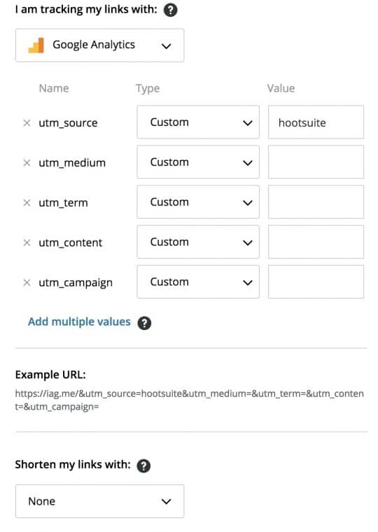 Tracking and URL shortening with Hootsuite