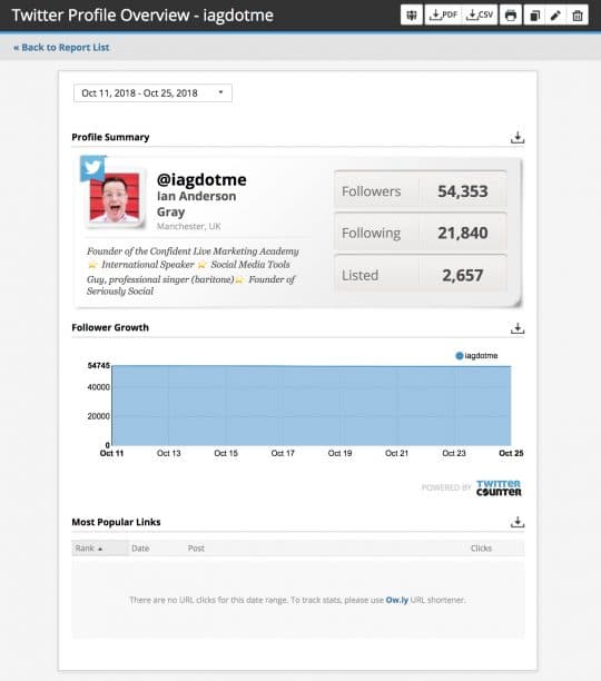 Hootsuite’s Twitter Profile Overview Report