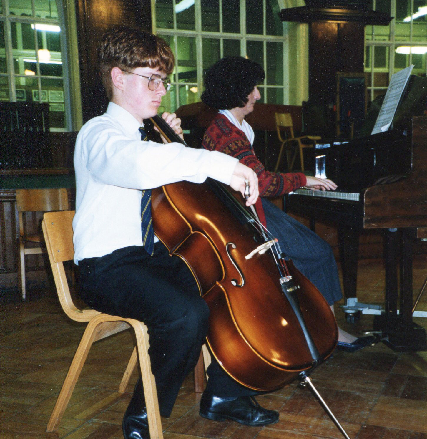 Ian playing the 'cello at school