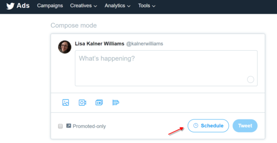 Schedule Tweets from Twitter Ads