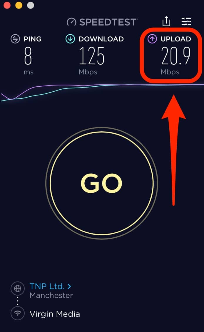Testing your upload speed with speedtest.net