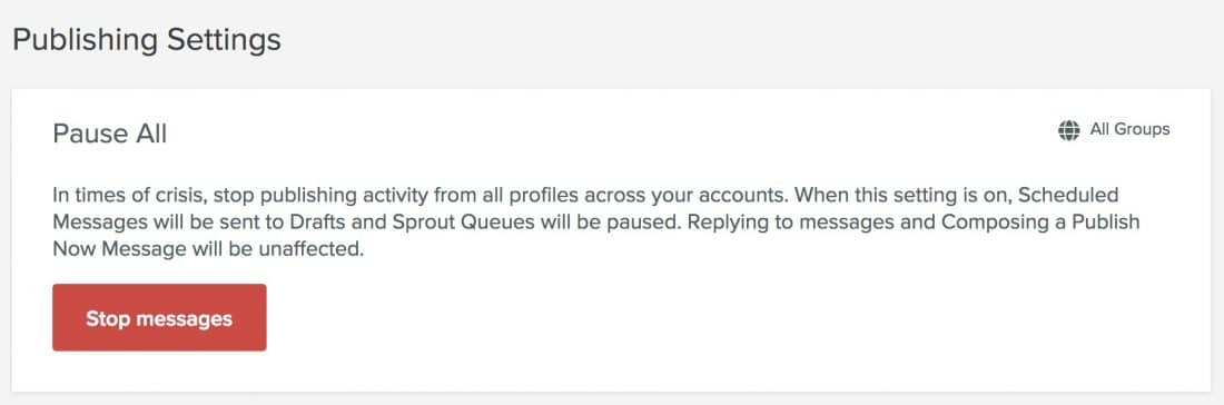 The emergency pause button in Sprout Social