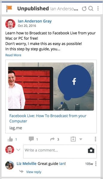 Viewing Unpublished Facebook Ad posts and their comments in Hootsuite