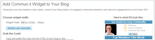 communit widget options