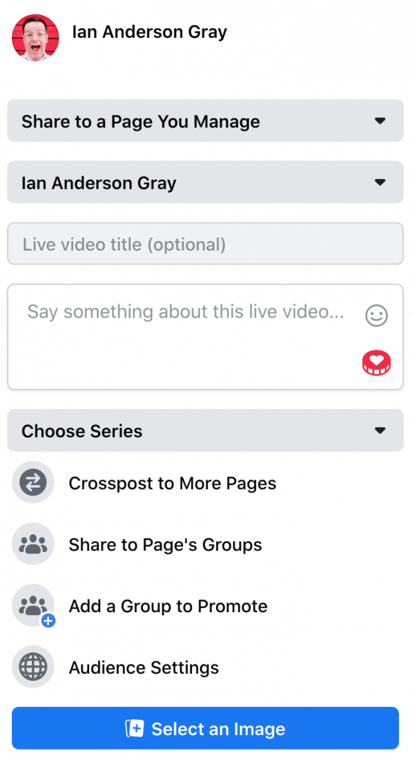 Facebook Live Options