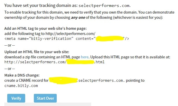 tracking domain settings